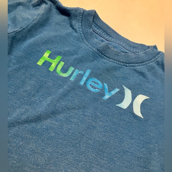 Hurley Blue Long-Sleeve Logo Tee with Green Accent - Picture 2 of 4